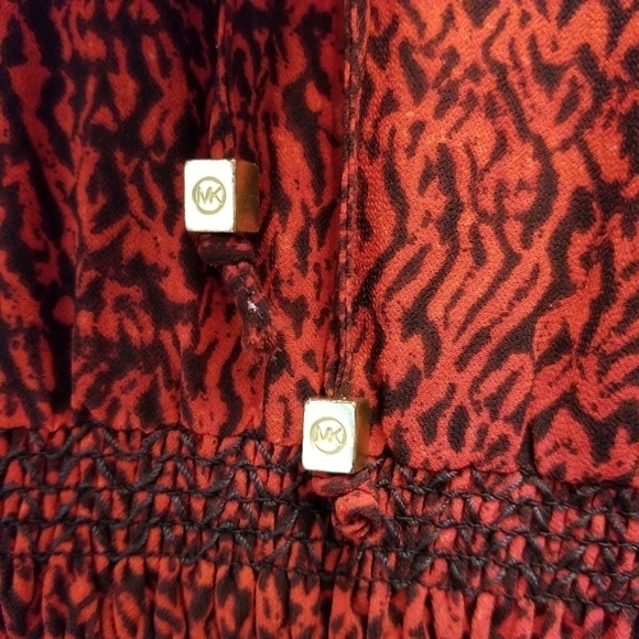 {M} Michael Kors Sunari Graphic Print Smock Dress Elastic Waist - Picture 7 of 10